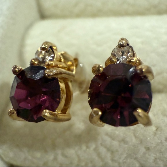Chic Gold and Deep Purple Earrings - Picture 3 of 6